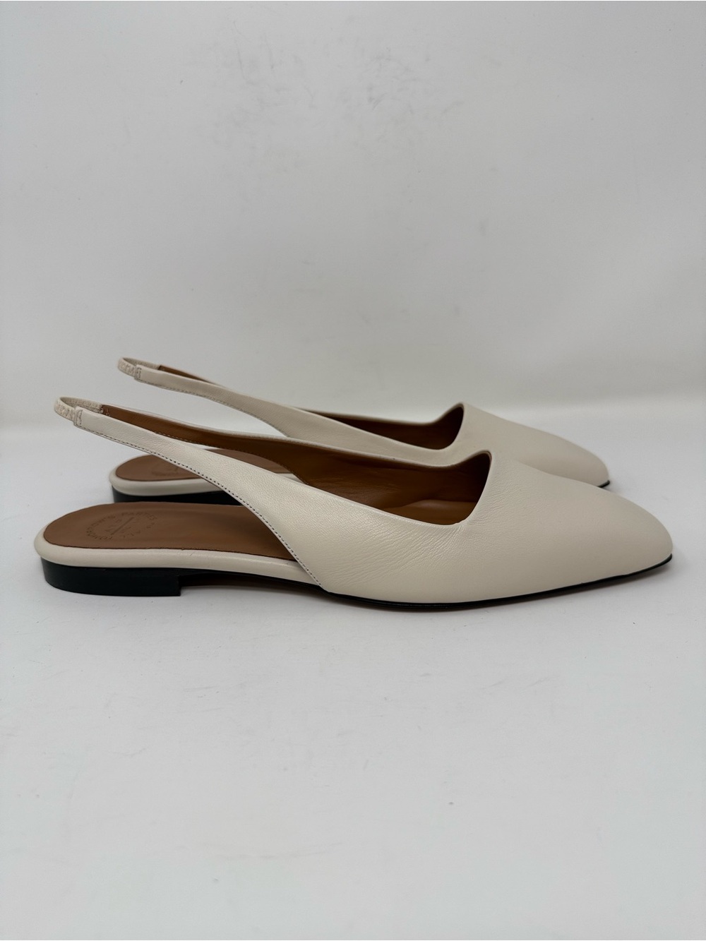 New ATP Atelier Plesio Flat Slingback Linen Leather Sz 10 - Picture 5 of 14